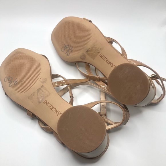 Enzo Angiolini Tan Patent Leather Strappy Sandals with Round Heel Size 8M - Picture 5 of 9